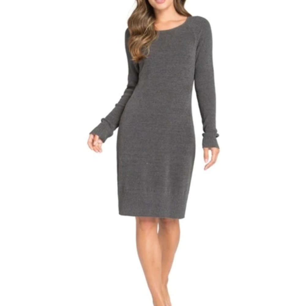 Barefoot Dreams CozyChic Ultra Lite Long Sleeve Dress size Small NWT Carbon Grey